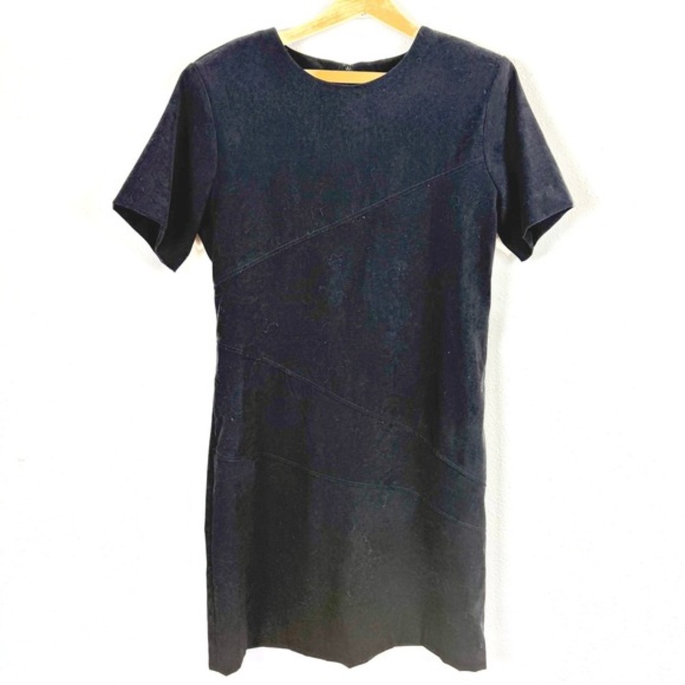 Vintage‎ R&K Originals Women Faux Suede Black Dress 8 Classic Minimalist Fall